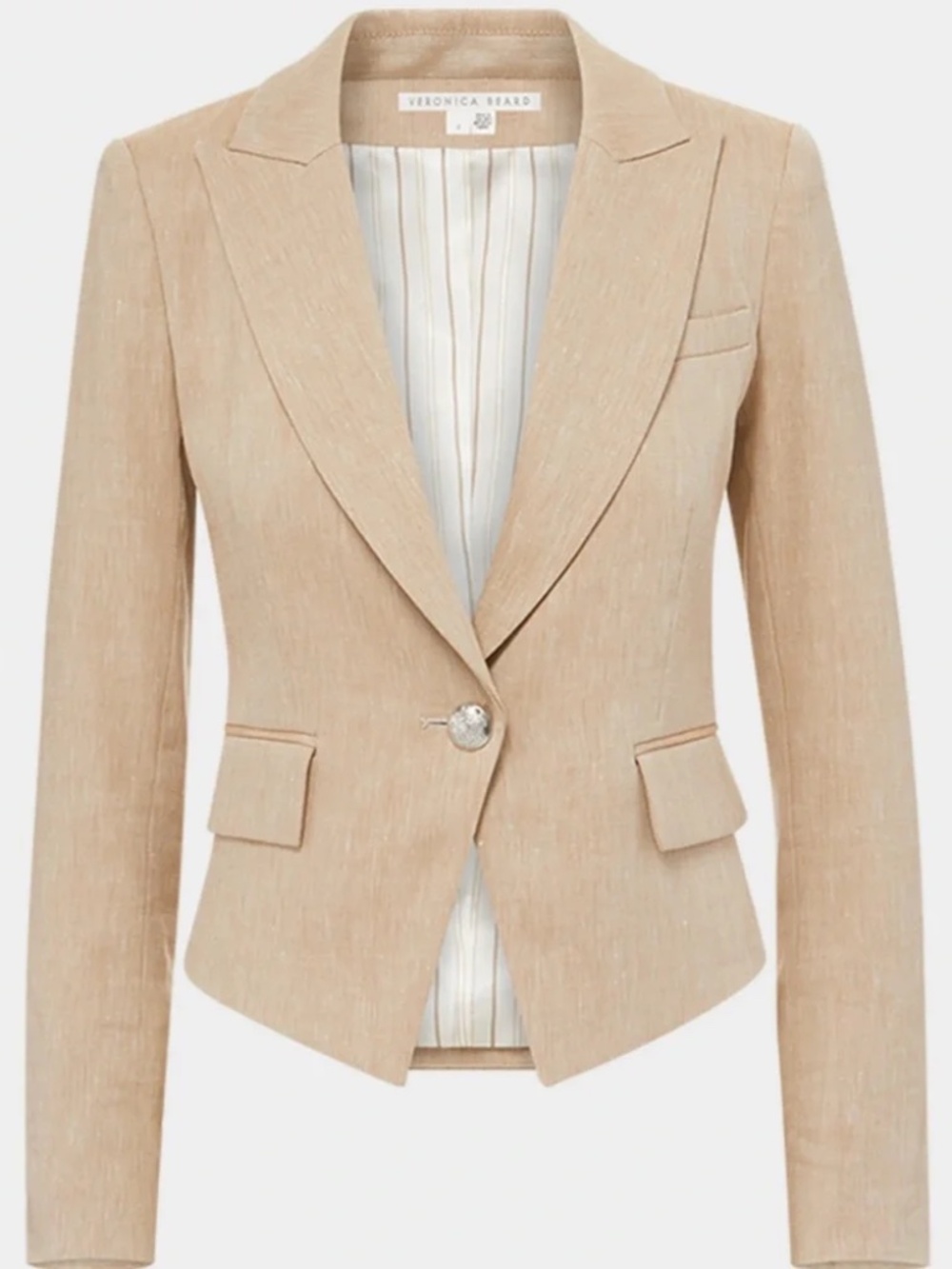 VERONICA BEARD Hosanna Dickey Linen Jacket Size 2 in Khaki Melange Retails $650